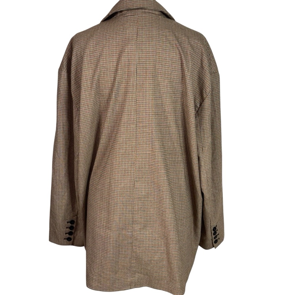 Free People oversized checked blazer in taupe plaid - Picture 4 of 16